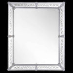 Load image into Gallery viewer, specchio veneziano da parete rettangolare, fatto a mano con incisioni a mano e fiori, foglie e canne in vetro di murano cristallo su fondo argento
