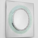 Load image into Gallery viewer, specchio veneziano lavorato a filo lucido, con lastra di vetro trasparente sospesa su lastra specchiata

