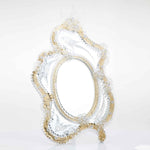 Load image into Gallery viewer, Elegante specchio artigianale da tavolo &quot;Ibisco&quot; con riflessi Oro e dettagli floreali in Cristallo
