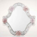 Load image into Gallery viewer, Elegante specchio artigianale da tavolo &quot;Lavanda&quot; con riflessi Argento e dettagli floreali di colore rosa
