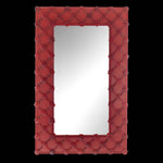 Load image into Gallery viewer, specchio veneziano rettangolare con cornice composta da fiori e canne in vetro di murano di colore rosso

