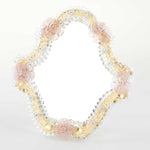 Load image into Gallery viewer, Elegante specchio artigianale da tavolo &quot;Lavanda&quot; con riflessi Oro e dettagli floreali di colore rosa
