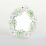 Load image into Gallery viewer, Piccolo specchio artigianale da tavolo &quot;Peonia&quot; con riflessi Argento e dettagli floreali di colore verde
