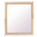 Load image into Gallery viewer, specchio veneziano rettangolare con cornice decorata a mano in vetro di murano di colore cristallo-oro su fondo oro 
