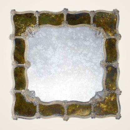 Foscari — Murano glass mirror with lights, alternate view