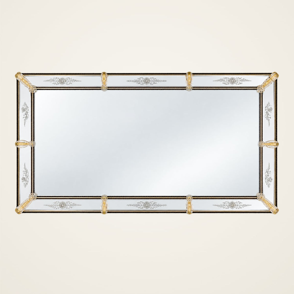 Giustiniano — Murano glass mirror with lights handcrafted in Italy