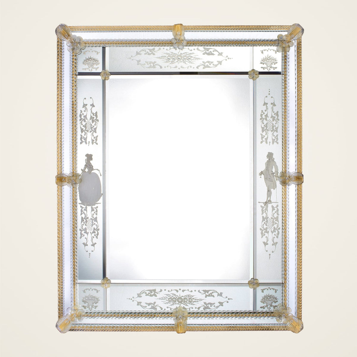 Manin — Murano glass mirror with lights handcrafted in Italy