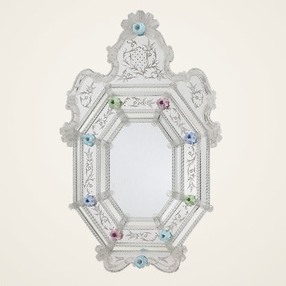 Zordi — Venetian mirror with Murano glass curls handcrafted in Italy