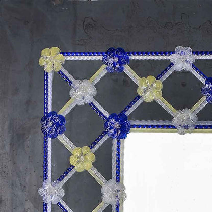 Moro — close-up of rectangular Murano glass mirror handcrafted glass details