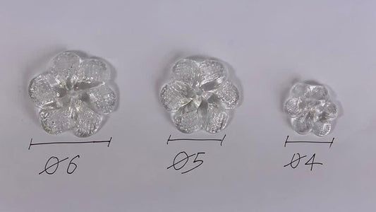 3 fiori in vetro di murano per decorare specchio veneziano, disponibili in tre misure diverse